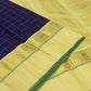 Neelam Blue Handwoven Pure Silk KanchiPattu Kanchi Kattam Saree with Kaal Irangiya Ivory Gold Border