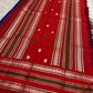 Neelam blue silk body with spaced circular Kamalam buttas alternating in red and jasmine-white thread