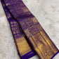 Neelam violet kanchipuram butta saree gold zari border – Idam Living Pure Silk Kanchipuram saree