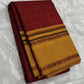 Deep sindoor red Kanjeevaram silk saree with silk thread woven border detailing
