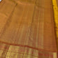 Burnished Ochre Gold Handwoven Pure Silk Kanjeevaram Vairaoosi Saree with Gold Zari Buttas and Traditional Zari Border