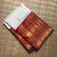 Ivory handwoven pure silk Kanjivaram saree with gold zari motifs — full saree overview — Idam Living