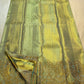 Smoky Olive Handwoven Pure Silk Kanjeevaram Saree with Antique Gold and Faded Turquoise Ornamental Border