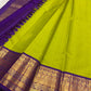 Olive Gold Kanchipuram silk saree – royal purple zari border — Idam Living
