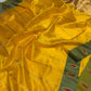 Olive-green border on golden yellow Chanderi silk saree