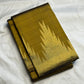 Ettukol antique copper zari pallu on olive green Kancheepuram pure silk saree — Idam Living