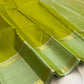 Sage border pallu on olive green Kancheepuram pure silk saree — Idam Living