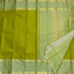 Gold zari border detail on olive green Kanchipuram pure silk saree — Idam Living