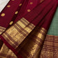 Rich deep red Vanasringaram gold zari pallu of olive green KanchiPattu pure silk saree