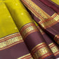 Antique Olive Green and Deep Espresso Brown Handwoven Pure Silk Kanjivaram Rettapet Saree with Vintage Gold Zari Buttas