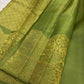 Olive green Kanchipuram saree with traditional motifs, Idam Living