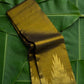 Olive green handwoven Kancheepuram pure silk saree with ettukol antique copper zari border — Idam Living
