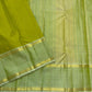 Pale sage korvai border on olive green Kancheepuram pure silk saree — Idam Living