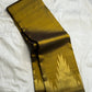 Full view of olive green handwoven Kanchipuram silk saree with ettukol antique copper border — Idam Living