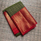 Olive Green Kanjivaram silk with petite gold-zari buttas.