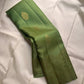 Olive green Kanjivaram saree with traditional Kanchipuram motifs, Idam Living