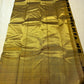 Self olive green border with ettukol antique copper zari on handwoven Kanchipuram saree — Idam Living
