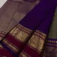 Olive Grey Kanchi Pattu Saree — folded full saree view