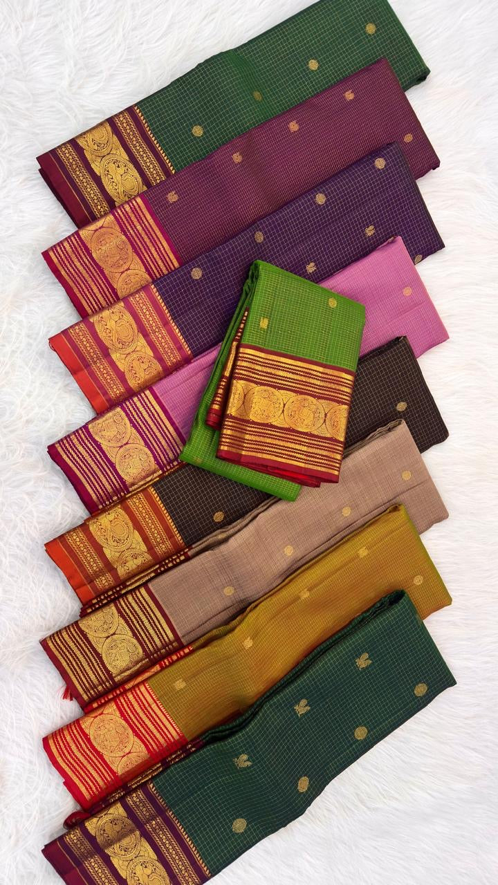 Olive Moss Pure Silk Kancheepuram Zari Kattam Saree - vermilion heritage border detail