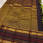 Olive parrot green Kanchi Pattu saree with Varisaipet weave and black border — Idam Living