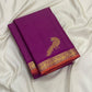 Deep Violet Handwoven Pure Silk Kanjivaram Vairaoosi Saree with Peacock Motif