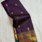 Oodha violet handwoven Pure Silk Kanchipuram Zari Kattam saree with sona rupa pallu