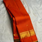 Kesari Orange Pure Silk Kanchipuram Zari Kattam saree.