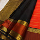 Vermilion Orange Handwoven Pure Silk KanchiPattu Saree with Rettapet Lines and Rust Manthulir Border