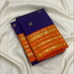 Radiant Orange Korvai border with layered antique gold zari ornamental bands