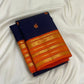 Radiant Orange Korvai border with layered antique gold zari ornamental bands
