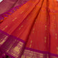 Orange Handwoven Pure Silk Kancheepuram Oosi Zari Kattam Saree with Rani Pink Gold Zari Border