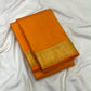 Kesari Orange Handwoven Pure Silk Kanjipuram Butta Saree with Green-Edged Gold Zari Border