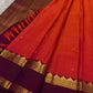 Orange and Purple Handwoven Pure Silk KanchiPattu Saree with Zari Kattam Body and Gold Rettapet Border