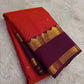 Orange and Purple Handwoven Pure Silk KanchiPattu Saree with Zari Kattam Body and Gold Rettapet Border