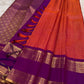 Orange and Purple Handwoven Pure Silk KanchiPattu Saree with Zari Kattam Body and Gold Rettapet Border