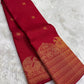 Temple vermillion red festive Pure Silk Kanchipuram saree