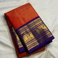 Handwoven Korvai saree with Royal Purple contrast border and antique-gold paisley motifs.