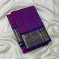Fuchsia Kancheepuram pure silk saree with royal blue border and gold zari pallu — Idam Living