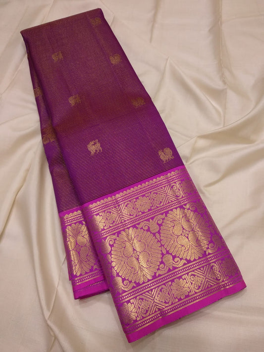 Petal pink border featuring large gold Kamalam lotus motifs with precisely separated petals