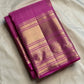 Full view of the orchid pink handwoven Pure Silk Vairaoosi saree with broad zari border
