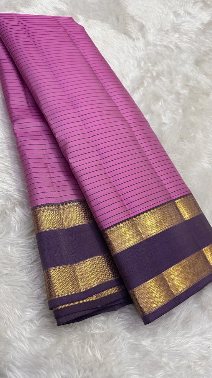 Orchid purple KanchiPattu silk saree body weave close-up