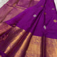 Orchid purple Kanchipuram silk saree with silver gold zari pallu
