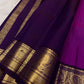Orchid purple Kanchipuram silk saree with korvai zari butta detail