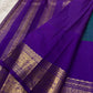 Kanchipattu silk saree in sapphire blue with orchid purple border Double Korvai weave traditional zari detail