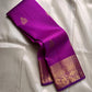 Orchid purple handwoven Pure Silk Kanchipuram korvai saree folded to show the rich zari border