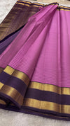 Orchid purple lightweight KanchiPattu silk saree, full front view — Idam Living