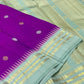 Kaal Irangiya temple edge detail on ice blue Korvai border of orchid purple Kanjipuram pure silk saree