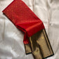 Red & Green Zari Border Pure Kanchipuram Silk Saree