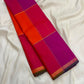 Oversized Paalum Pazhamum checks on the multicoloured pure silk Kanchipuram saree
