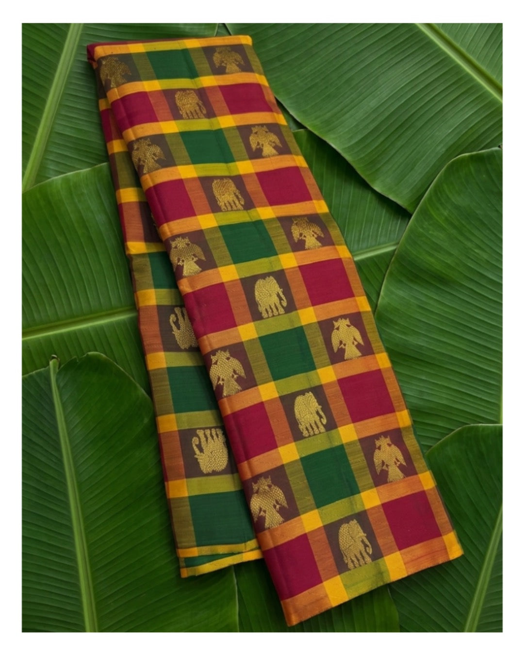 Paalum pazhamum borderless handwoven Kanchipuram pure silk saree with zari kattam and vanasringaram motifs — Idam Living